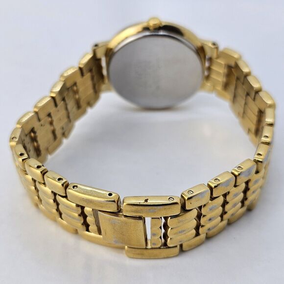 VTG Citizen CQ Women\'s Watch 32MM Black Dial Date Gold Bracelet 7.5\